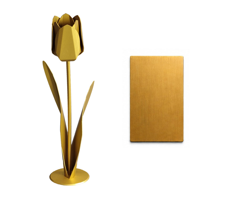 goudkleurige metalen tulp met kleursample