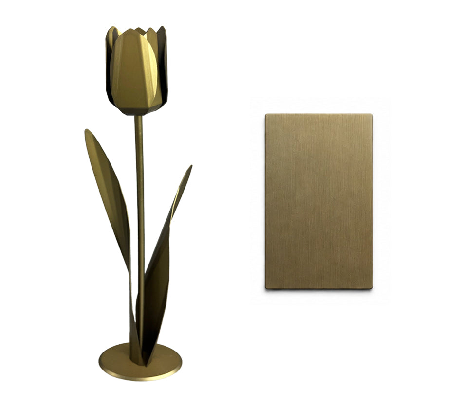 bronskleurige metalen tulp met kleursample