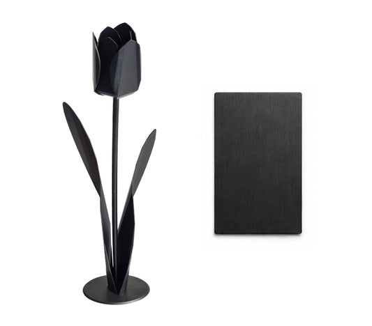 zwartkleurige metalen tulp met kleursample