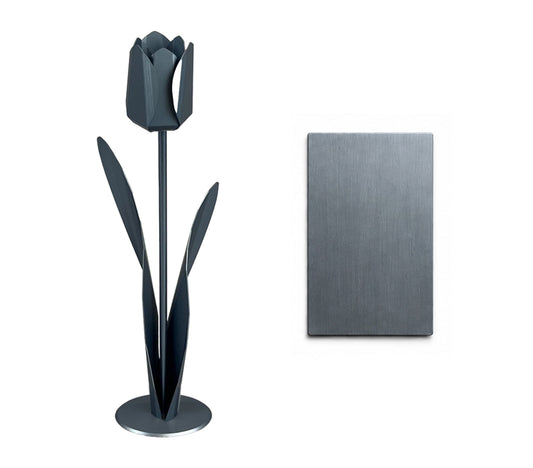 Grafietkleurige metalen tulp met kleursample